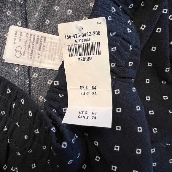 Abercrombie - NWT Pull On Navy Blue Polka Dot Dress Bohemian Comfort Pants Sz M - Picture 7 of 7